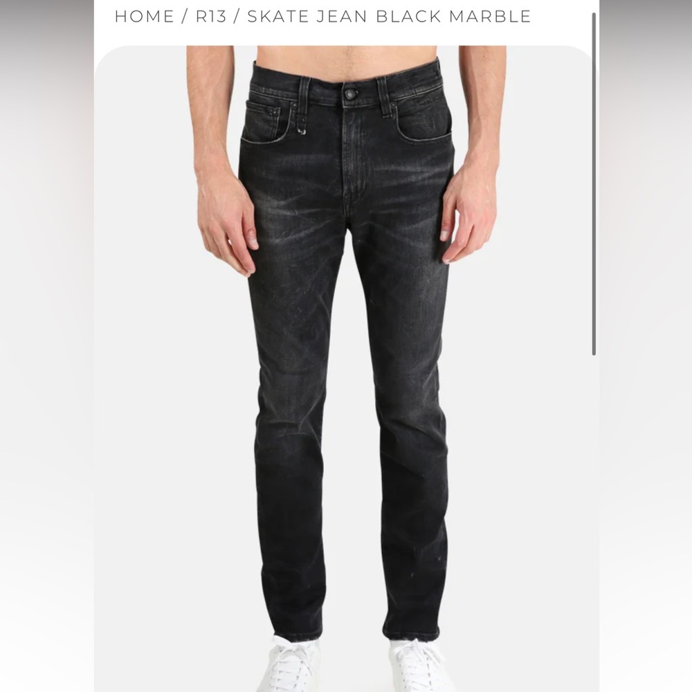 R13 SKATE JEAN BLACK MARBLE